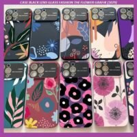 CASE BLACK LENS GLASS FASHION THE FLOWER GRAFIK (1079)