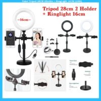 Paket Tripod 28CM 2Holder + RingLight 16CM (1086)