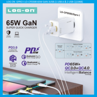 LOG ON  GPRO I LO-CPD500 65W GAN 3USB (1 USB A & 2 USB C)(1068)