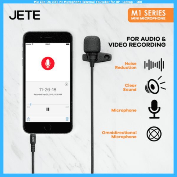 Mic Clip On JETE M1 Microphone External Youtuber for HP -Laptop - ORI