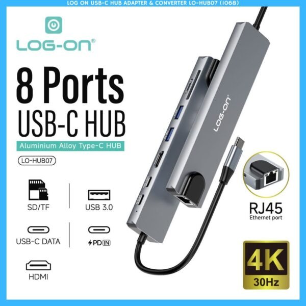 LOG ON USB-C HUB ADAPTER & CONVERTER LO-HUB07 (1068)