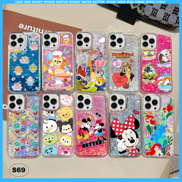 CASE S69 MICKEY MOUSE KARTUN DISNEY WATER GLITTER  SHINE SERIS BISA GERAK GERIK (1104)