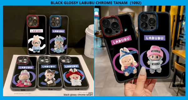 BLACK GLOSSY LABUBU CHROME TANAM  (1092)