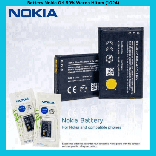 Battery Nokia Ori 99% Warna Hitam (1024)