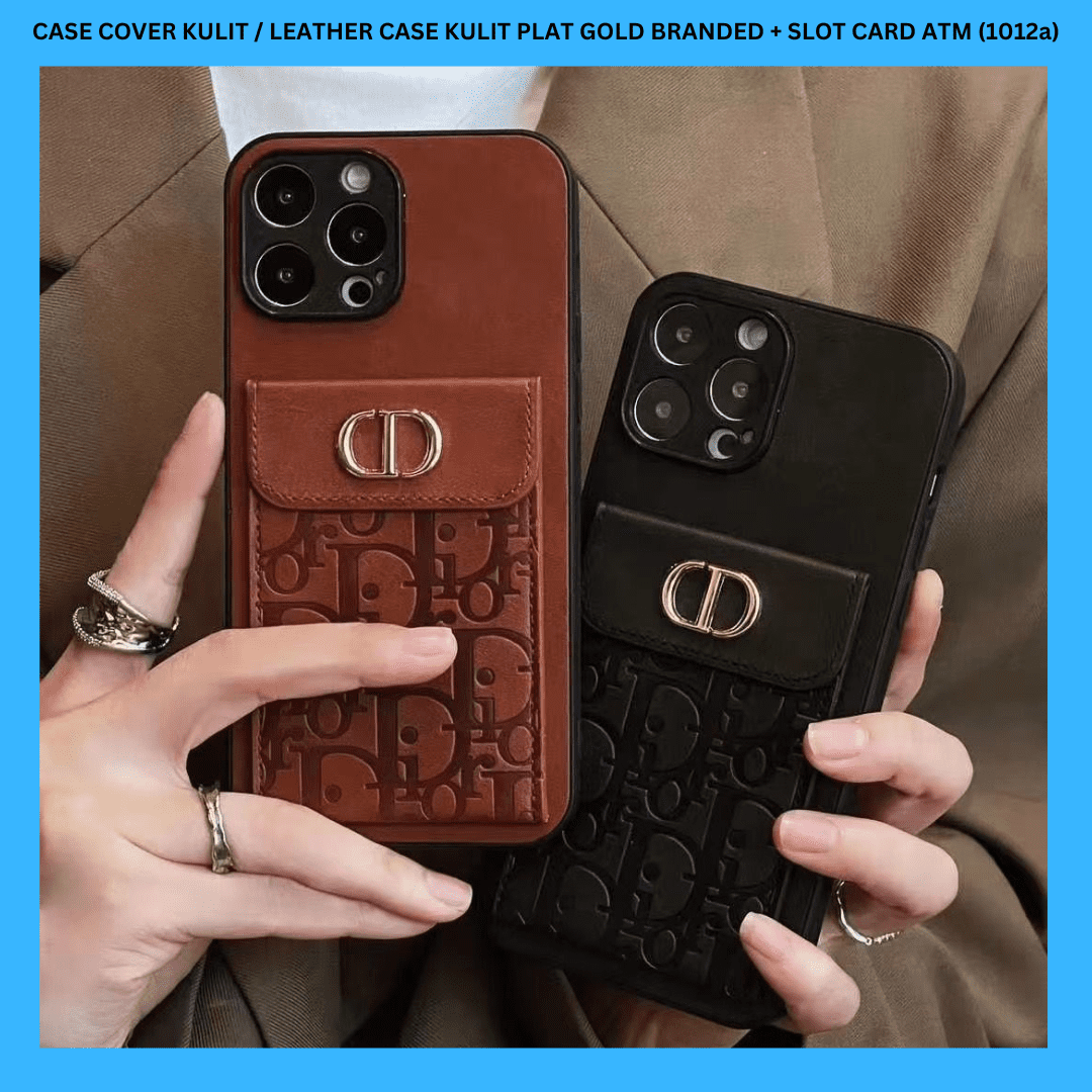 CASE COVER KULIT / LEATHER CASE KULIT PLAT GOLD BRANDED + SLOT CARD ATM (1012a)