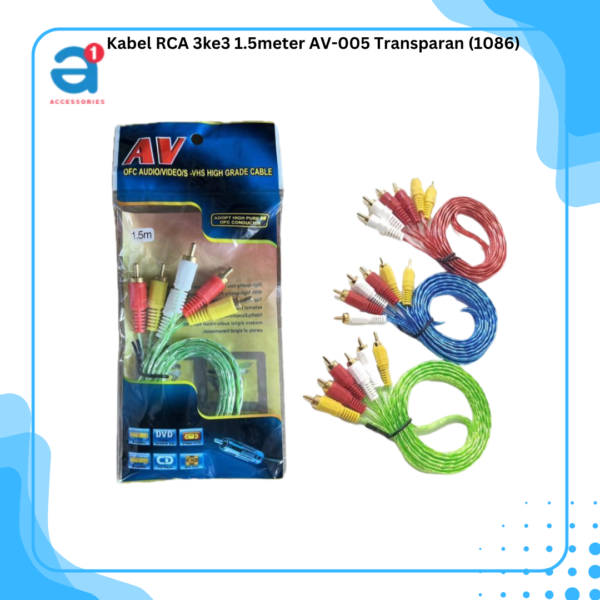 Kabel RCA 3ke3 1.5meter AV-005 Transparan