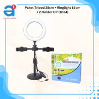 Paket Tripod 28cm + Ringlight 16cm + 2 Holder HP (1024)