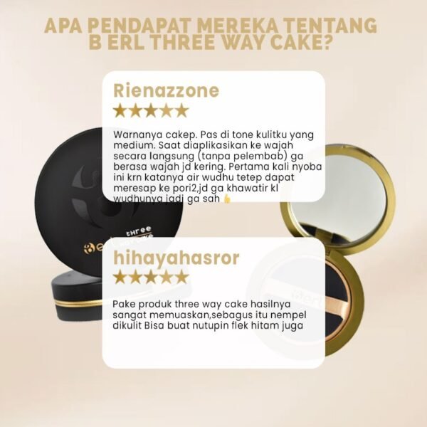 B ERL Three Way Cake  12gr l Compact Powder l Blur Poreless & Dark Spot l Tasya Farasya Pick - Gambar 7