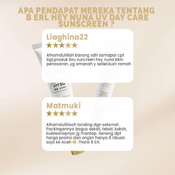 B ERL Hey Nuna UV Day Hybrid Sunscreen 40ml l SPF 50 PA++++ l No Whitecast l 4x Protection - Gambar 5