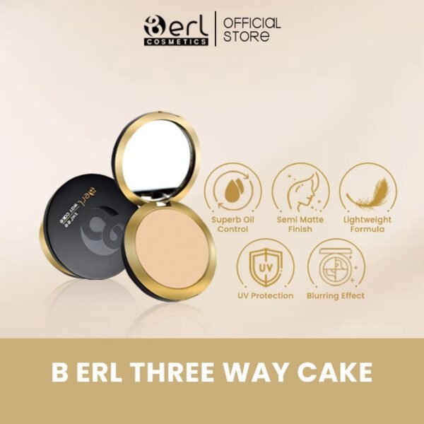 B ERL Three Way Cake  12gr l Compact Powder l Blur Poreless & Dark Spot l Tasya Farasya Pick - Gambar 2