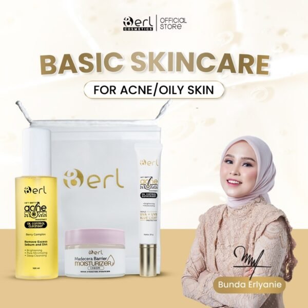 B erl Basic Skincare Acne Oily Skin [ Facial Wash I MadeCera Barrier Moisturizer I Acne Sunscreen ]