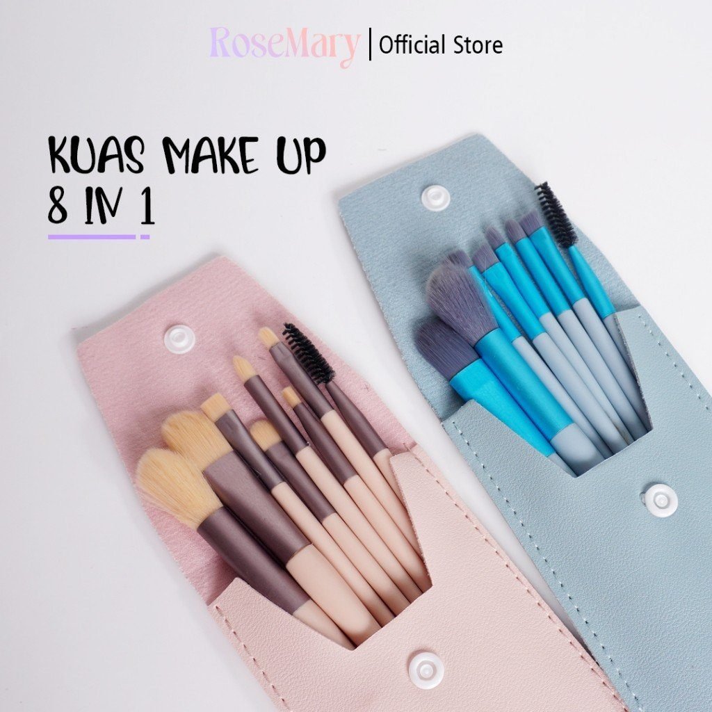 Rosemary Beauty Brush 8 pcs Kuas Make Up Brush Foundation Makeup Kuas Makeup Alat Kecantikan Pouch