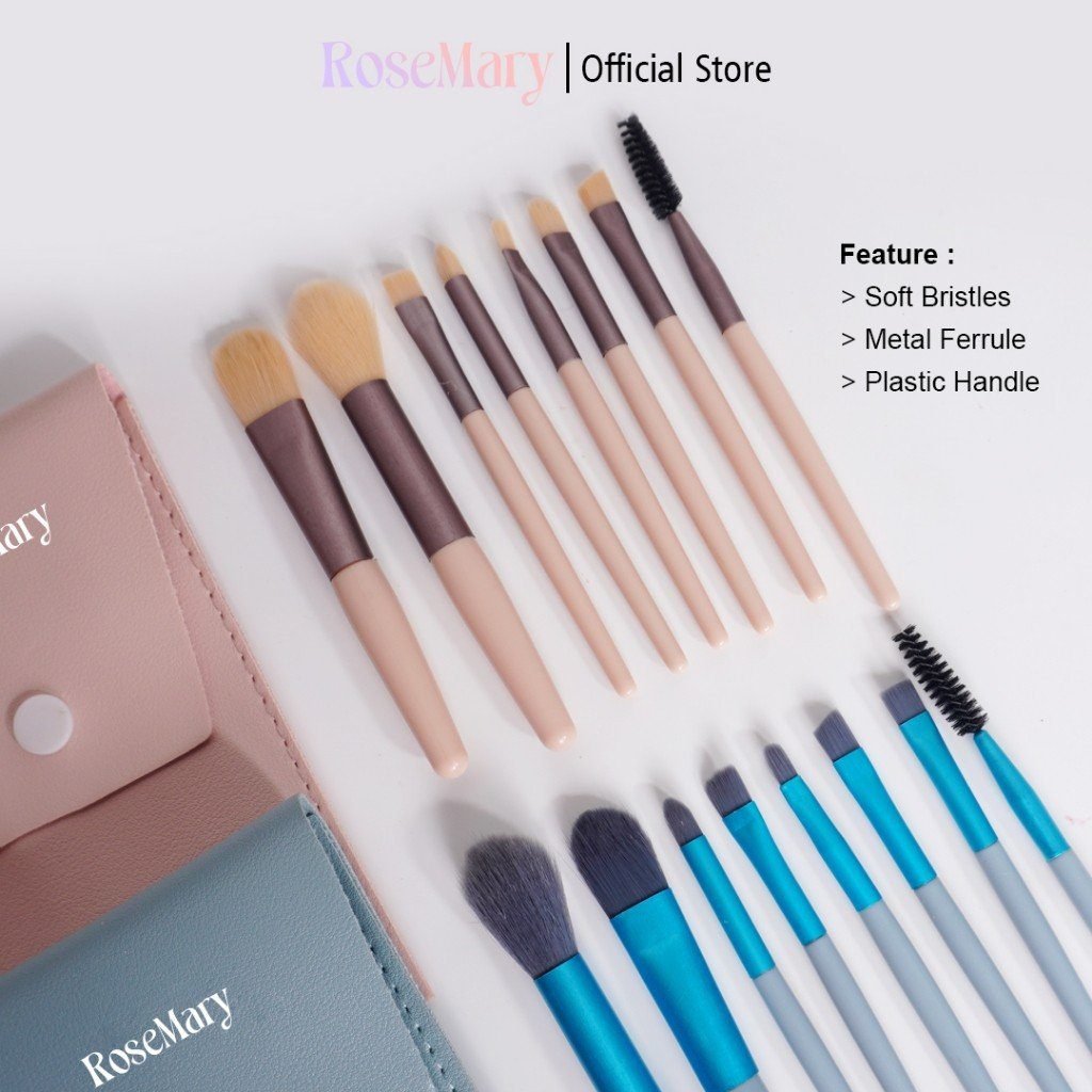 Rosemary Beauty Brush 8 pcs Kuas Make Up Brush Foundation Makeup Kuas Makeup Alat Kecantikan Pouch - Gambar 2