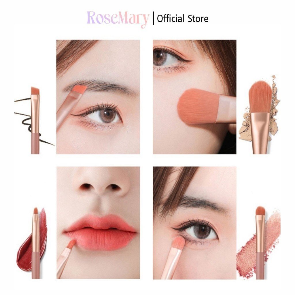Rosemary Beauty Brush 8 pcs Kuas Make Up Brush Foundation Makeup Kuas Makeup Alat Kecantikan Pouch - Gambar 8