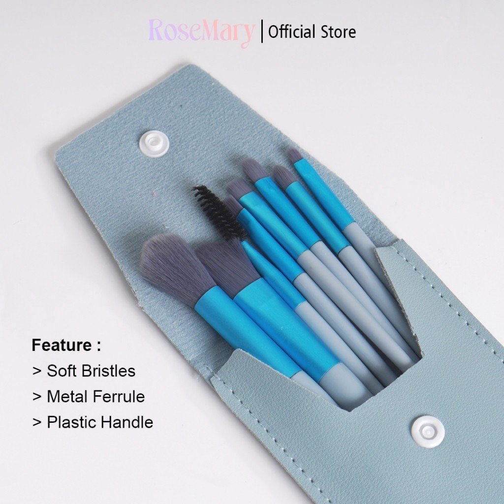 Rosemary Beauty Brush 8 pcs Kuas Make Up Brush Foundation Makeup Kuas Makeup Alat Kecantikan Pouch - Gambar 9