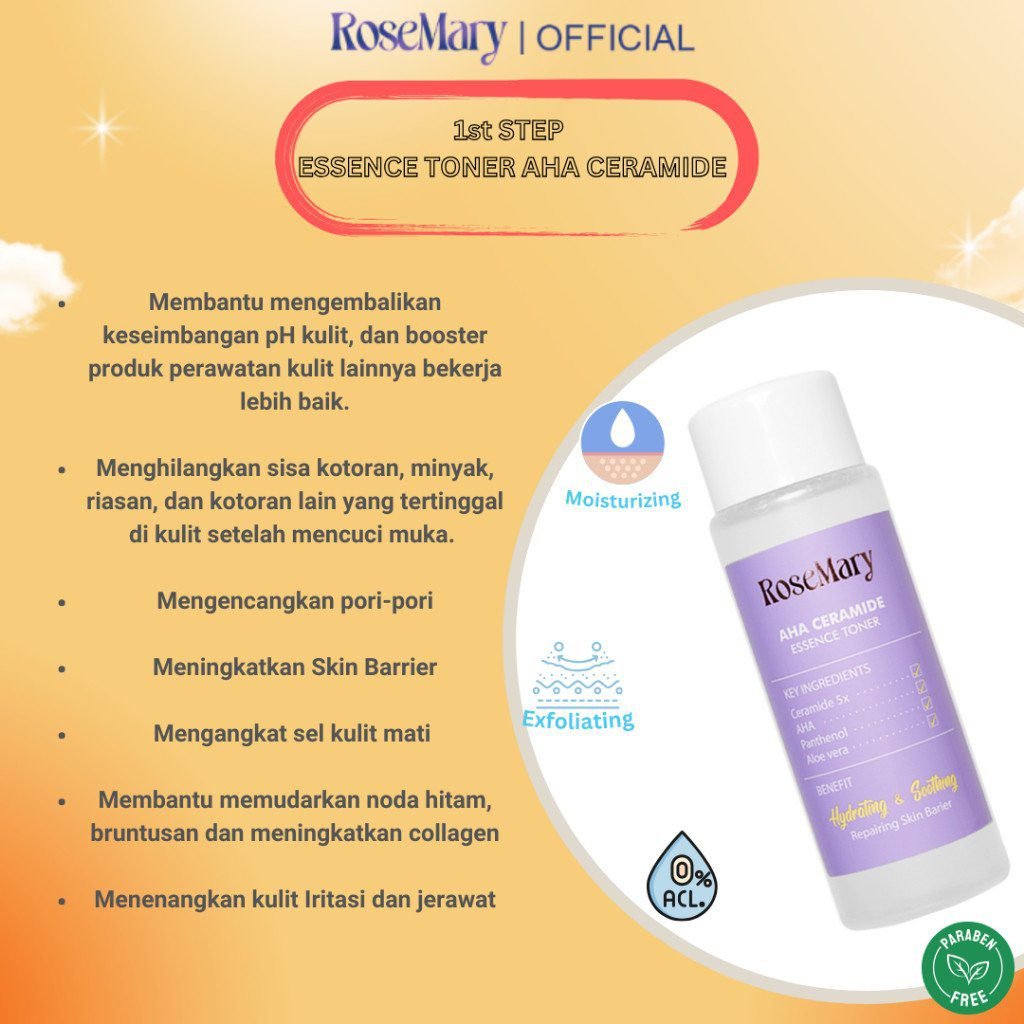 ROSEMARY- 5 Pcs Paket-Skincare Glowing Bundle Serum Moisturizer Gel Toner Sunscreen Powder Cream ACNE Bruntusan Brightening Kusam Radang Merah Minyak Komedo Regenerasi Halus Fresh Sleeping Mask Noda Hitam - Gambar 2