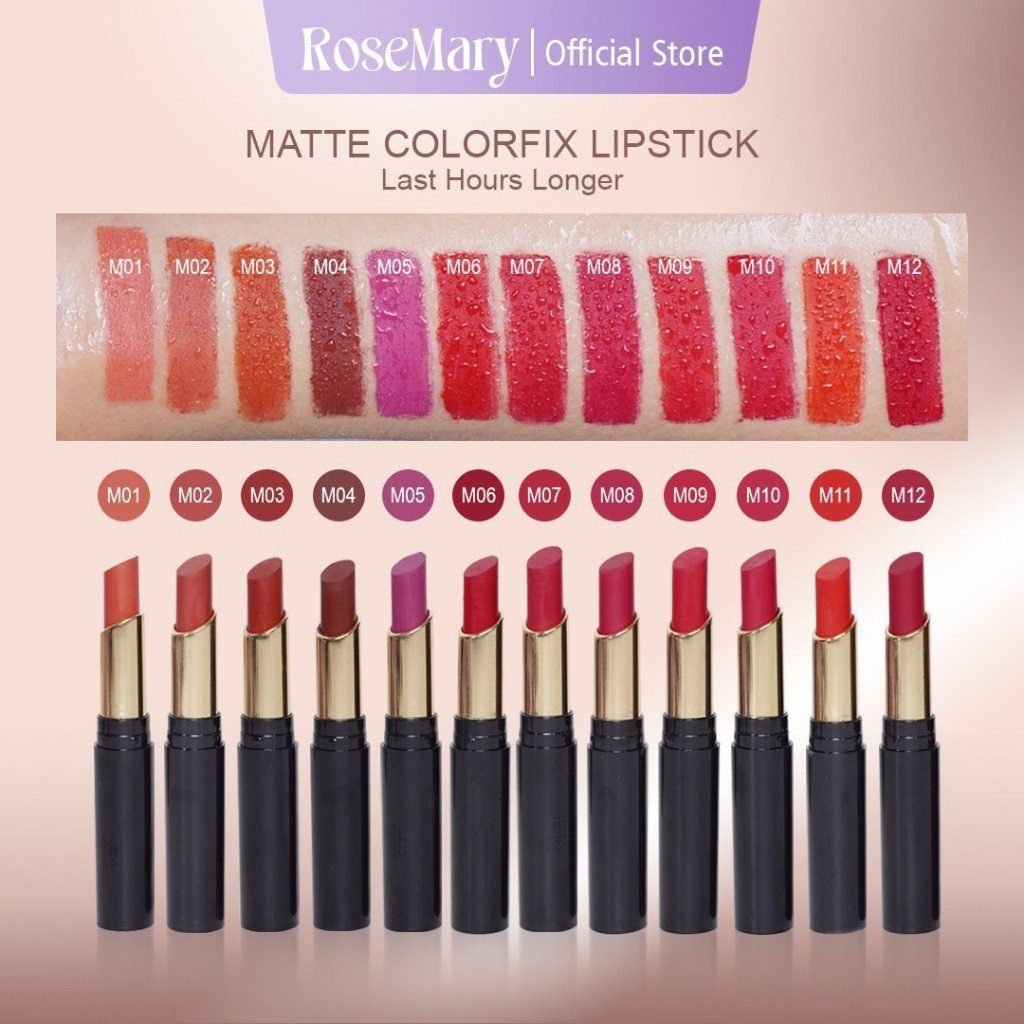 ROSEMARY Matte Colorfix - Lipstik Tahan Lama | Lipstik Matte | Pewarna bibir | Bibir Lembab Color Sensational Ultimatte Lipstick Make Up 2.7gr Lipstick Dengan Formula Ringan & Nyaman - Gambar 5