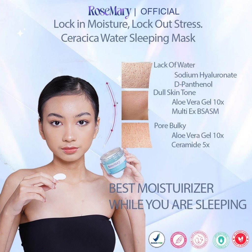 Rosemary Ceracica Water Sleeping Mask Melembabkan Perbaiki Skin Barrier Redakan Iritasi Glowing - Gambar 2