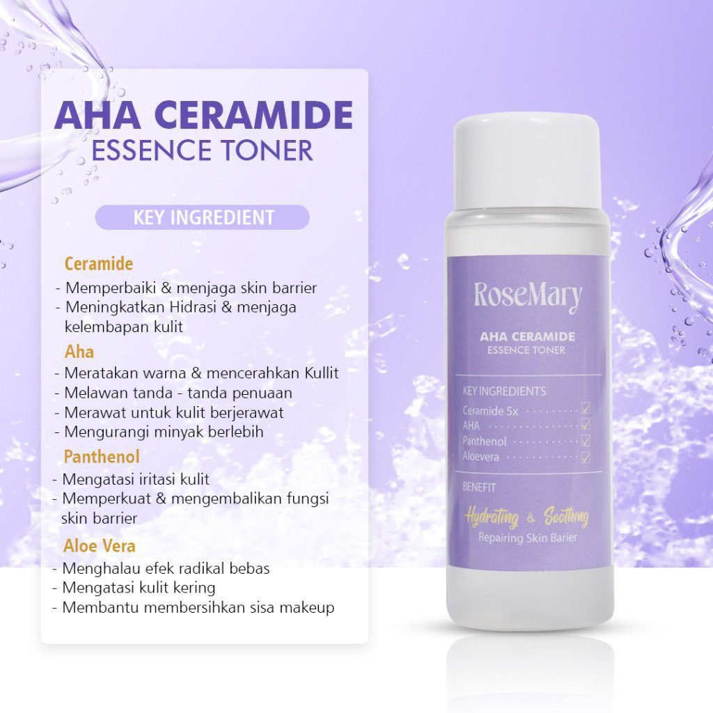 ROSEMARY AHA Ceramide Essence Toner 100 ml | Brightening Toner | Soothing Toner | Barrier toner | Exfoliating toner toner badan face mist hydrating AHA Toner - Gambar 2