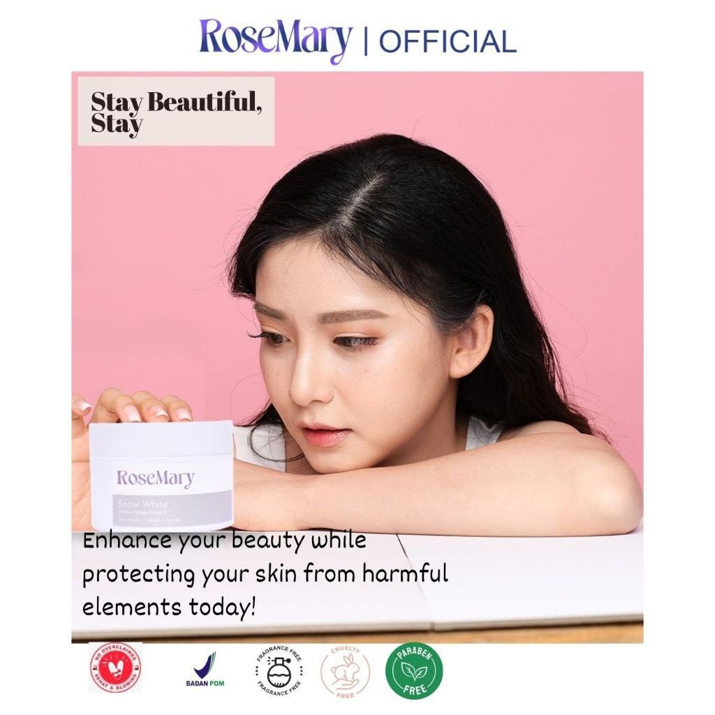 Rosemary Snow White Moisturizing Cream Mencerahkan Melembabkan Atasi Bekas Jerawat Flek Hitam - Gambar 3
