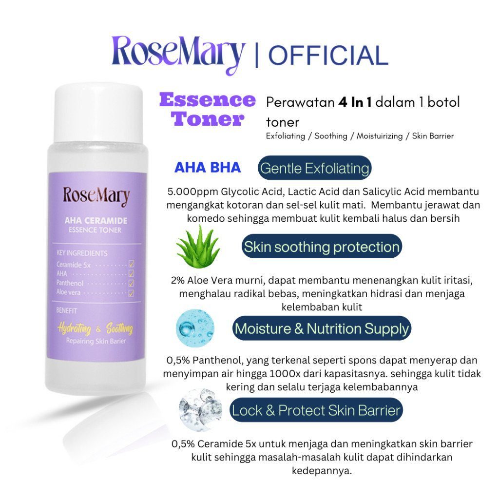 ROSEMARY AHA Ceramide Essence Toner 100 ml | Brightening Toner | Soothing Toner | Barrier toner | Exfoliating toner toner badan face mist hydrating AHA Toner