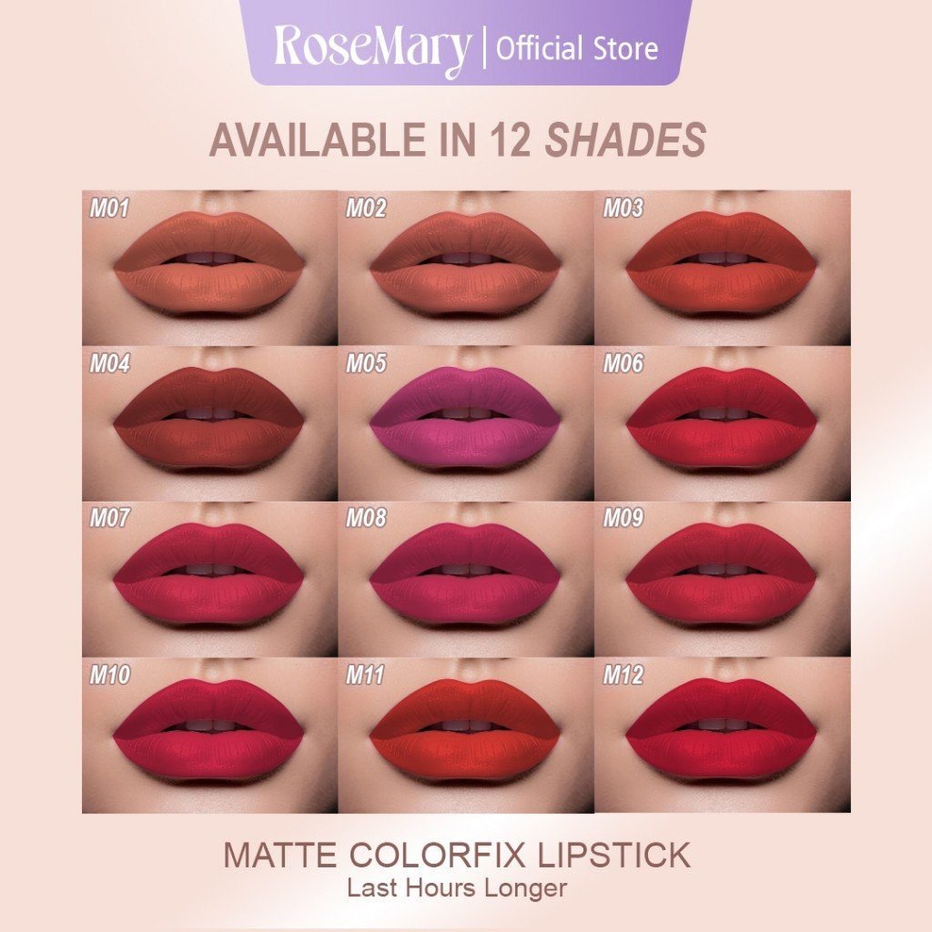 ROSEMARY Matte Colorfix - Lipstik Tahan Lama | Lipstik Matte | Pewarna bibir | Bibir Lembab Color Sensational Ultimatte Lipstick Make Up 2.7gr Lipstick Dengan Formula Ringan & Nyaman - Gambar 4