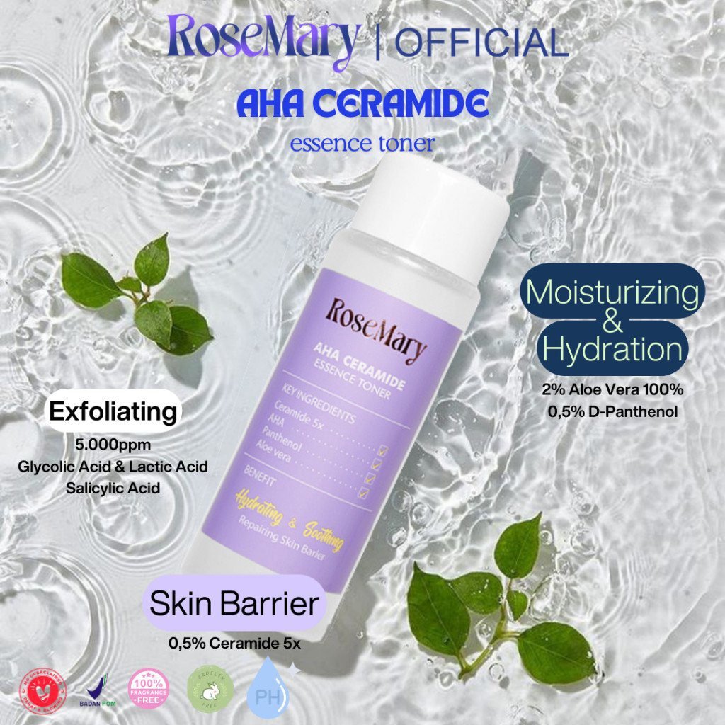 ROSEMARY AHA Ceramide Essence Toner 100 ml | Brightening Toner | Soothing Toner | Barrier toner | Exfoliating toner toner badan face mist hydrating AHA Toner - Gambar 6