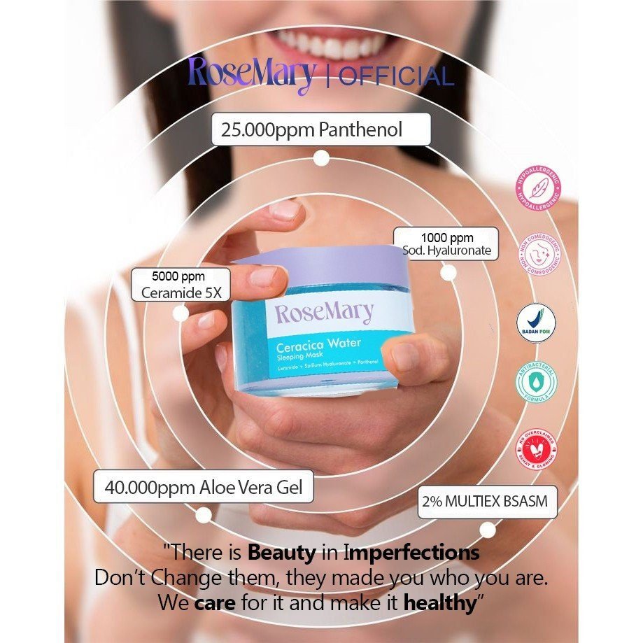 Rosemary Ceracica Water Sleeping Mask Melembabkan Perbaiki Skin Barrier Redakan Iritasi Glowing - Gambar 4