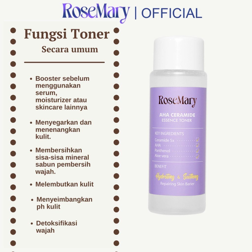 ROSEMARY AHA Ceramide Essence Toner 100 ml | Brightening Toner | Soothing Toner | Barrier toner | Exfoliating toner toner badan face mist hydrating AHA Toner - Gambar 5