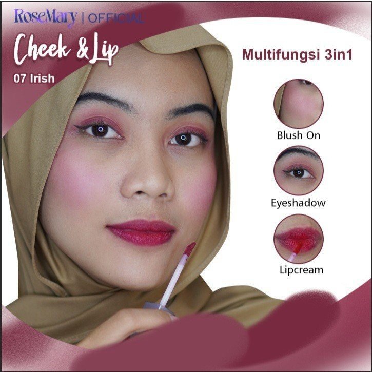 Rosemary Cheek&Lip 07 Irish | Lip Cream | Blush On Cream | Eyeshadow Cream | Matte Finish - Makeup