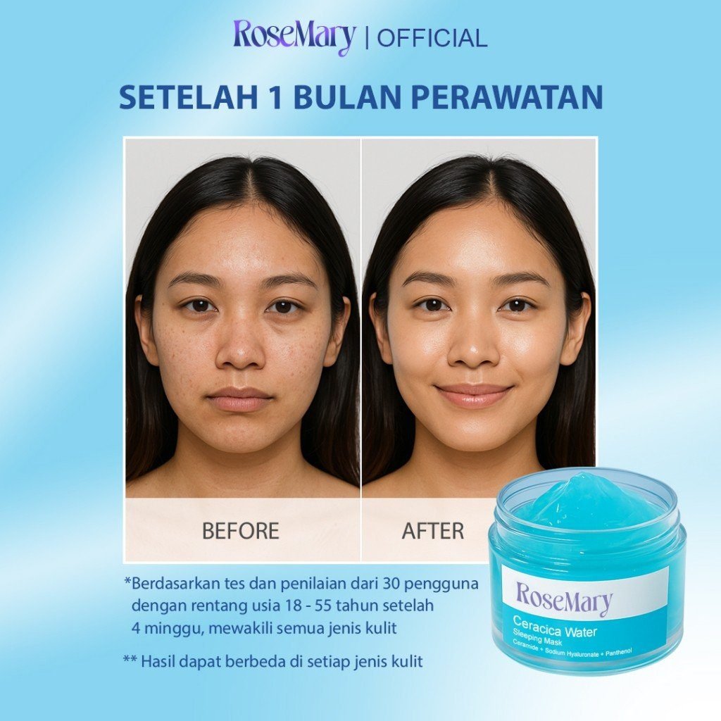 Rosemary Ceracica Water Sleeping Mask Melembabkan Perbaiki Skin Barrier Redakan Iritasi Glowing - Gambar 6