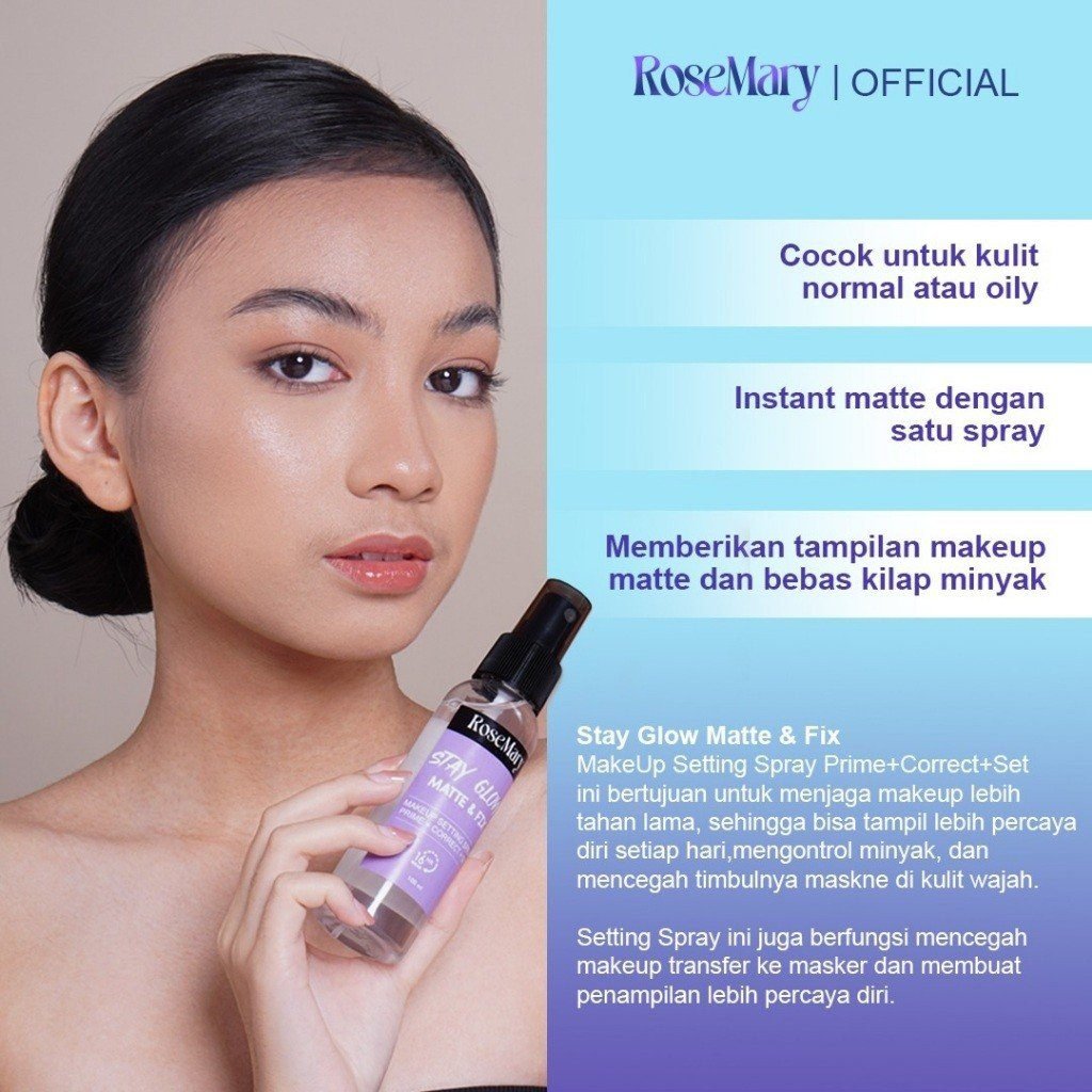 ROSEMARY Stay Glow Matte & Fix MakeUp Setting Spray 100 ML Prime+Correct+Set | Setting Spray | Face Mist