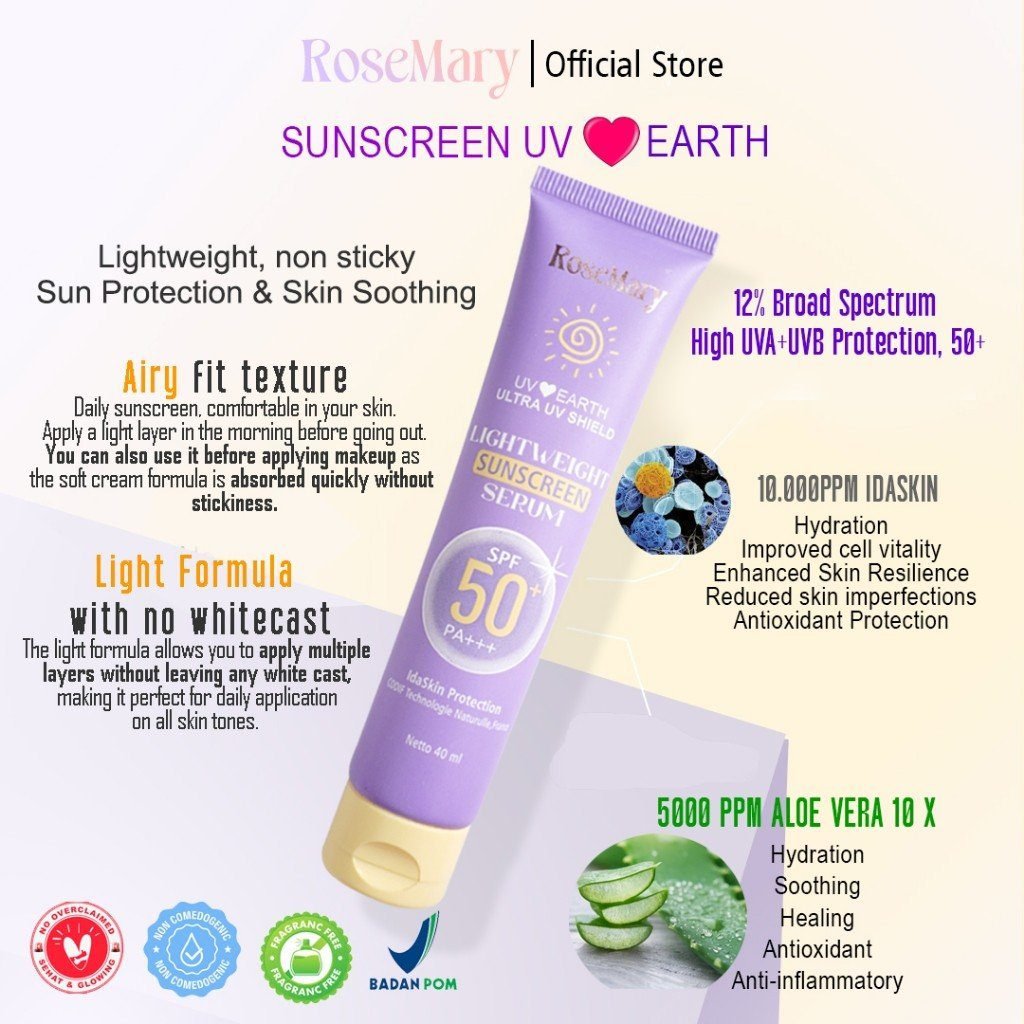 RoseMary 6in1 Skincare Set ACNE BRIGHTENING BARRIER - Toner Serum Moisturizer Sunscreen Powder Spray MAKE UP CEGAH JERAWAT CERAH KULIT GLOWING ANTI AGING REGENERASI TONE UP MASKER - Gambar 7
