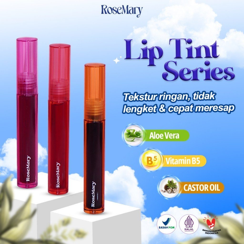 Rosemary Velvet Glow Water Tint 201 Love Illussion VITAMIN PELEMBAB BIBIR GLOSSY BEBAS KERING DAILY NATURAL LOOK TAHAN LAMA - Gambar 9