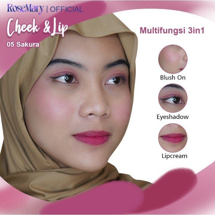 Rosemary Cheek&Lip 05 Sakura | Lip Cream | Blush On Cream | Eyeshadow Cream | Matte Finish - Makeup