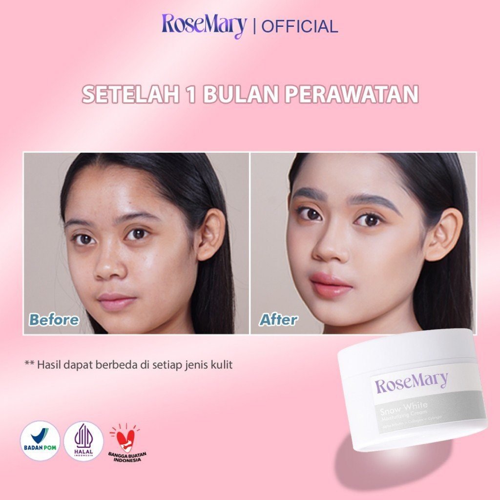 Rosemary Snow White Moisturizing Cream Mencerahkan Melembabkan Atasi Bekas Jerawat Flek Hitam - Gambar 5