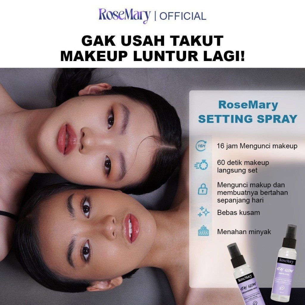 ROSEMARY Stay Glow Matte & Fix MakeUp Setting Spray 100 ML Prime+Correct+Set | Setting Spray | Face Mist - Gambar 4