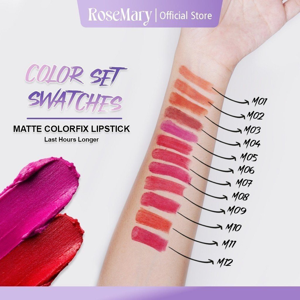 ROSEMARY Matte Colorfix - Lipstik Tahan Lama | Lipstik Matte | Pewarna bibir | Bibir Lembab Color Sensational Ultimatte Lipstick Make Up 2.7gr Lipstick Dengan Formula Ringan & Nyaman - Gambar 8