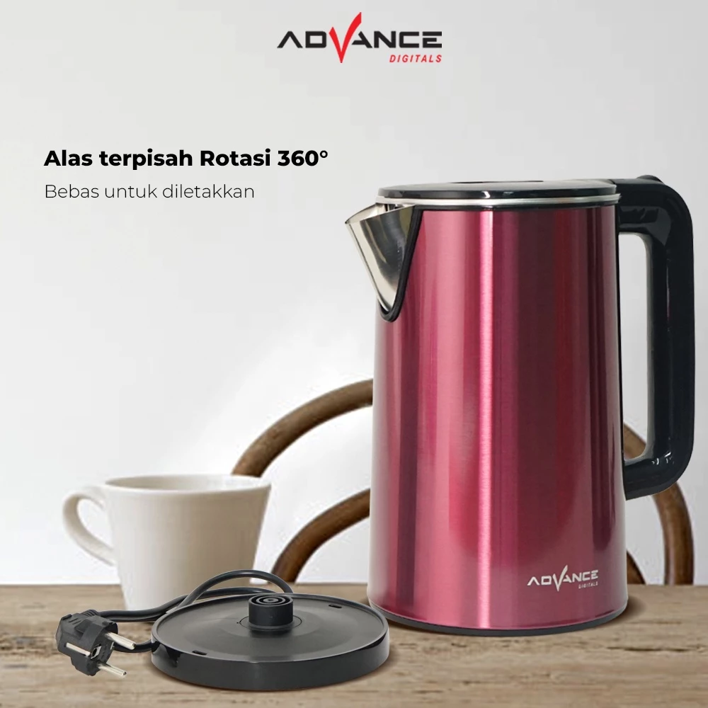 KETEL/ TEKO LISTRIK ADVANCE AK-185 KAPASITAS 1.8 LITER PEMANAS AIR STAINLESS STEEL 304 - Gambar 3