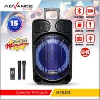 Advance Speaker K1503 NEW Speaker meeting Bluetooth 15 inch Free 2 Mic Wireless