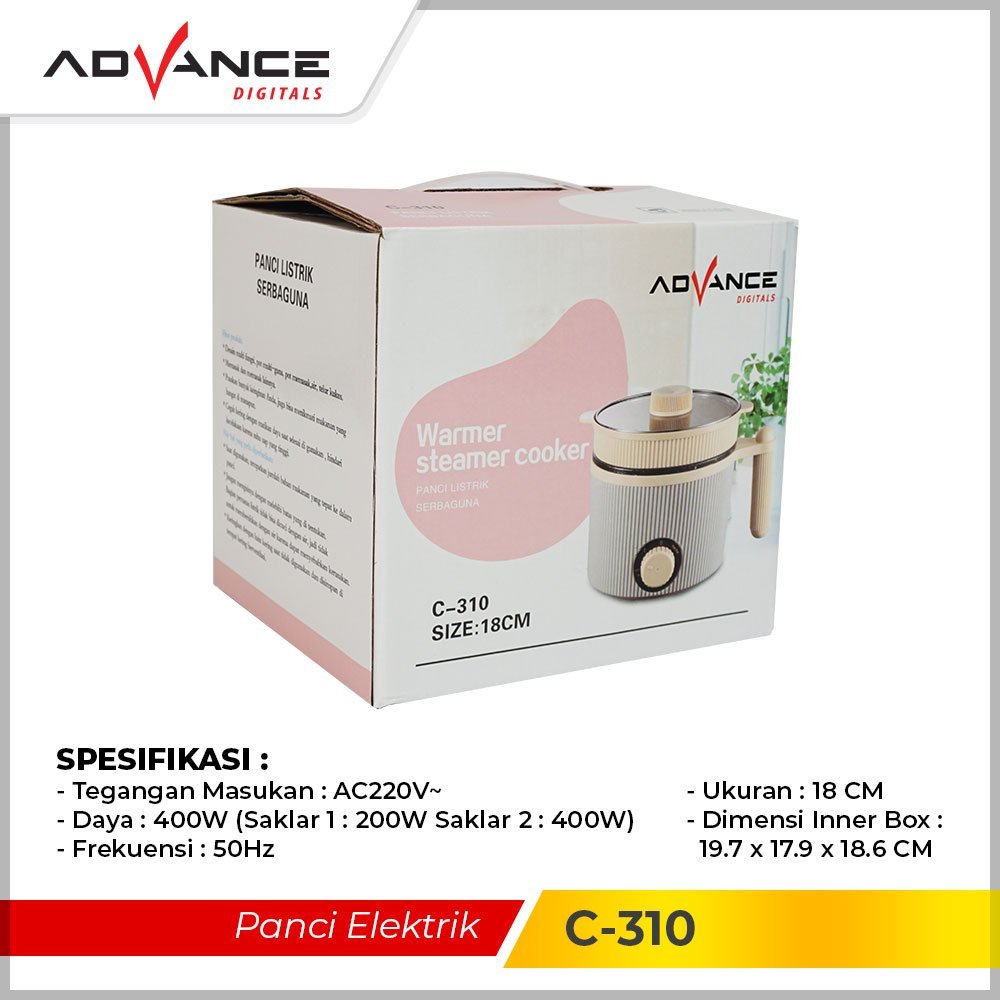 Advance C-310 Panci Listrik Elektrik Multifungsi Warmer Steamer Cooker - Gambar 5