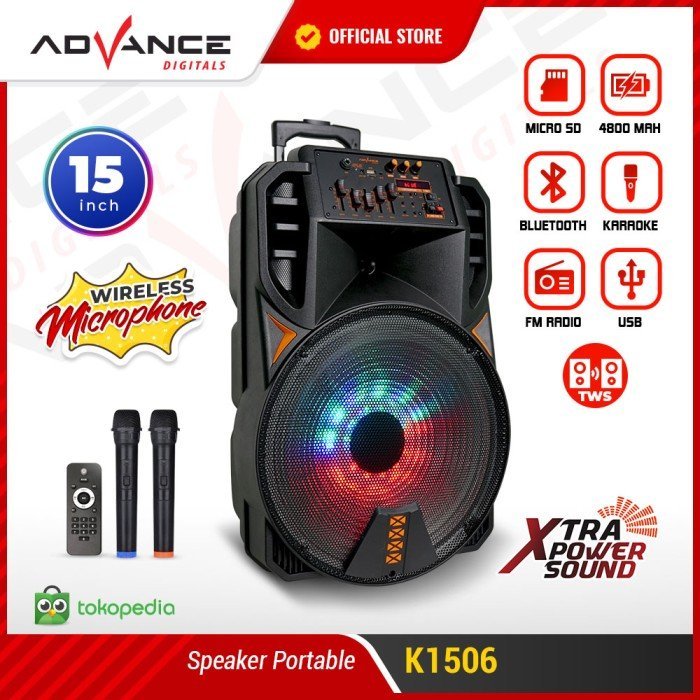 Advance k1506 Speaker Meeting Bluetooth Salon Aktif 15" Gratis Mic - Gambar 2