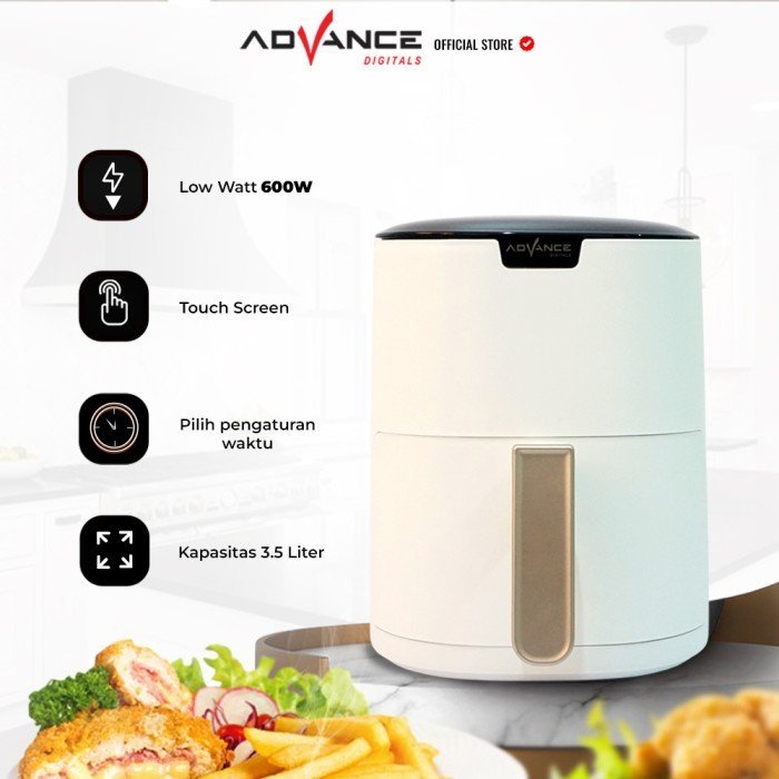 Advance Electric Air Fryer ADF-35D / ADF35D Stainless Wadah 600W 3.5L Garansi Resmi 1 Tahun - Gambar 2