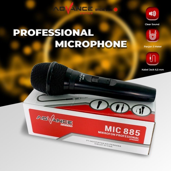 Advance MIC-885 Single Profesional Dynamic Microphone Speaker Kabel - Gambar 3