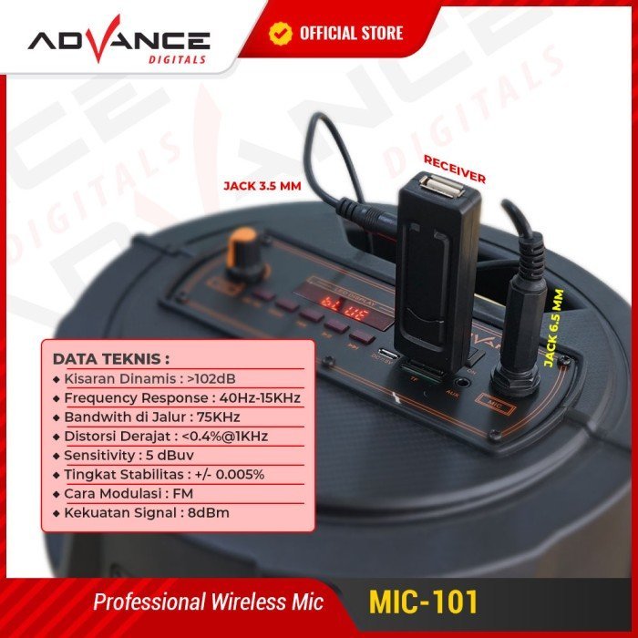 Advance Mic Professional Wireless Microphone Single MIC-101 - Gambar 4