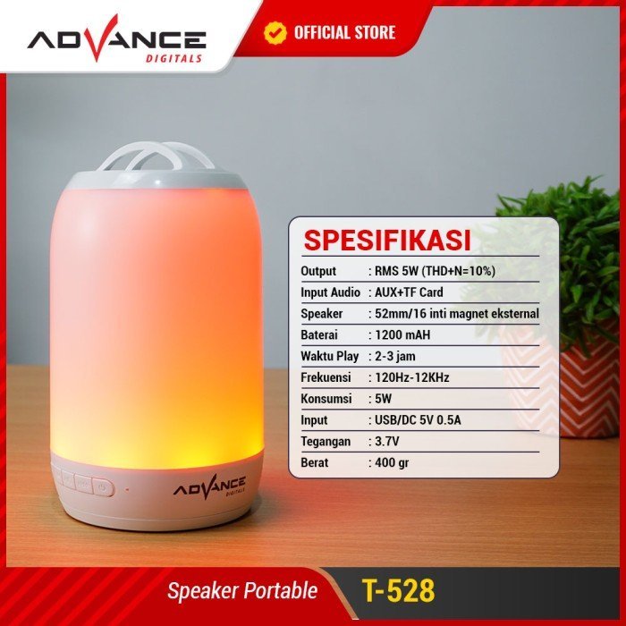 Advance T-528 Speaker TWS Bluetooth Portable Led Light Music - Gambar 4