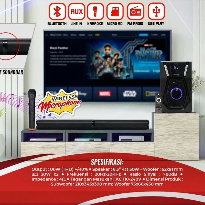 Speaker Advance M60BT M 60 BT 60BT SPEAKER AKTIV MULTIMEDIA SOUNDBAR BLUETOOTH /SUBWOOFER 2IN1 - Gambar 4