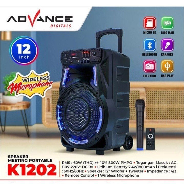 Advance Portable Speaker K1202 12 Inch /Speaker Luar Ruangan Bass Kuat - Gambar 4