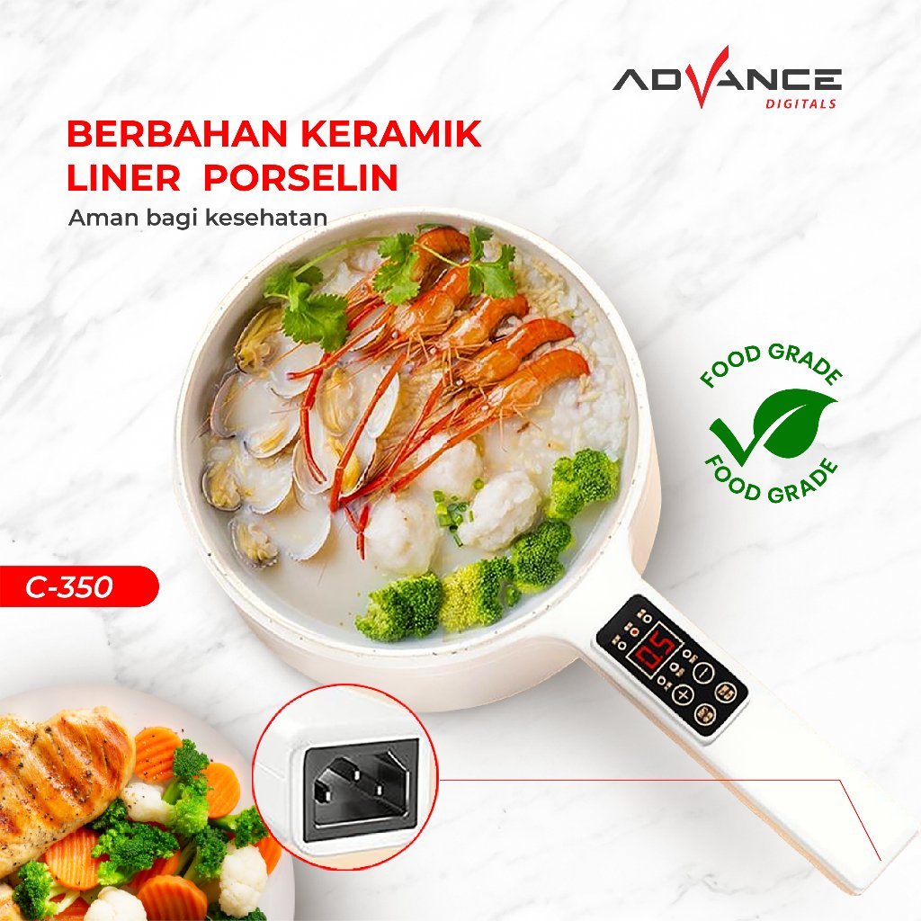 Advance Panci Listrik C-350 / C350 Elektrik Pot Multifungsi Warmer Steamer Cooker Bisa Menggoreng Merebus 600W - Gambar 7
