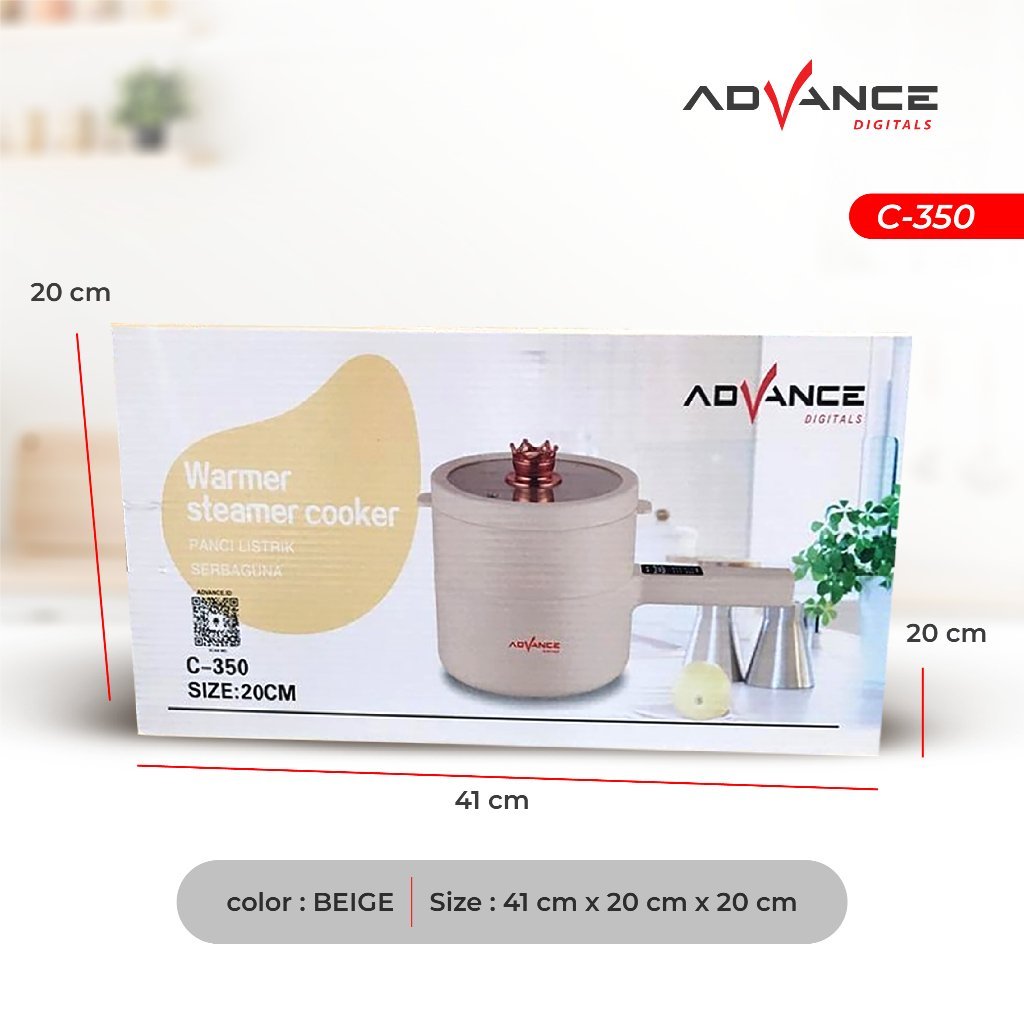 Advance Panci Listrik C-350 / C350 Elektrik Pot Multifungsi Warmer Steamer Cooker Bisa Menggoreng Merebus 600W - Gambar 10